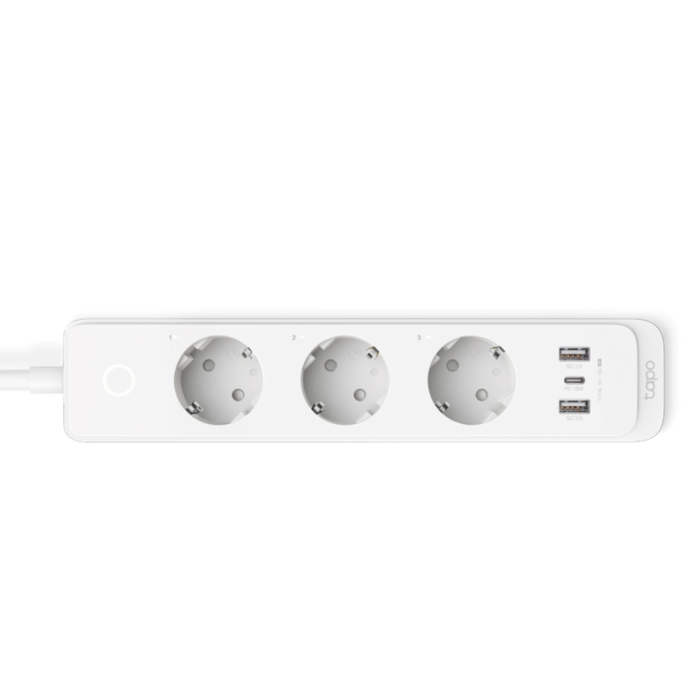 TP-Link Tapo P300 Regleta Inteligente con 3 Salidas AC Type F, Cable 1,5 m, Potencia 2300W, WiFi, USB Tipo A/C, Color Blanco