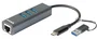 D-Link DUB-2332 Hub y Base para Portátil USB-C con Gigabit Ethernet (RJ45) y 3 Puertos USB 3.0, Plug and Play, Color Gris