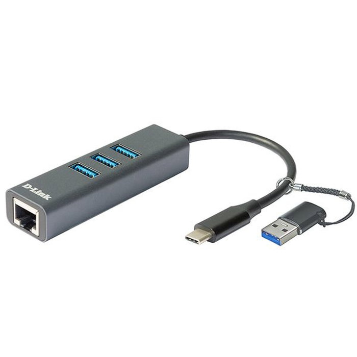 D-Link DUB-2332 Adaptador USB-C 4 en 1 con Ethernet y 3 puertos USB 3.2 Gen 1 Gris