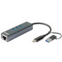 D-Link DUB-2332 Adaptador USB-C 4 en 1 con Ethernet y 3 puertos USB 3.2 Gen 1 Gris