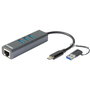 D-Link Hub USB Tipo C con 3 Puertos USB 3.2 Gen 1 y Ethernet Gigabit