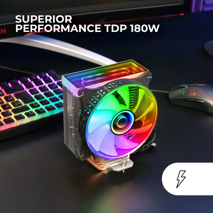 Mars Gaming MCPU-VR Disipador de CPU ARGB 180W Negro