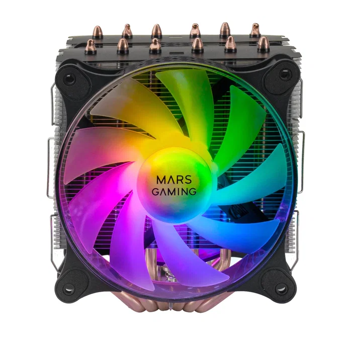 Mars Gaming MCPU-XT Disipador de CPU con Doble Torre y 2 Ventiladores ARGB 12cm, TDP 300W, Compatibilidad Universal Intel/AMD, Color Negro