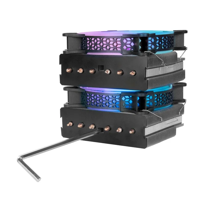 Mars Gaming MCPU-XT Disipador de CPU con Doble Torre y 2 Ventiladores ARGB 12cm, TDP 300W, Compatibilidad Universal Intel/AMD, Color Negro