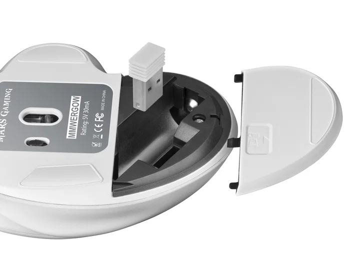 Mars Gaming MMWERGO Ratón Gaming Inalámbrico 2.4GHz Ergonómico para Mano Derecha, Sensor Óptico 3200 DPI, Switches Mecánicos Kailh, Blanco, Compatible con PC, Mac, PS5, PS4, Xbox