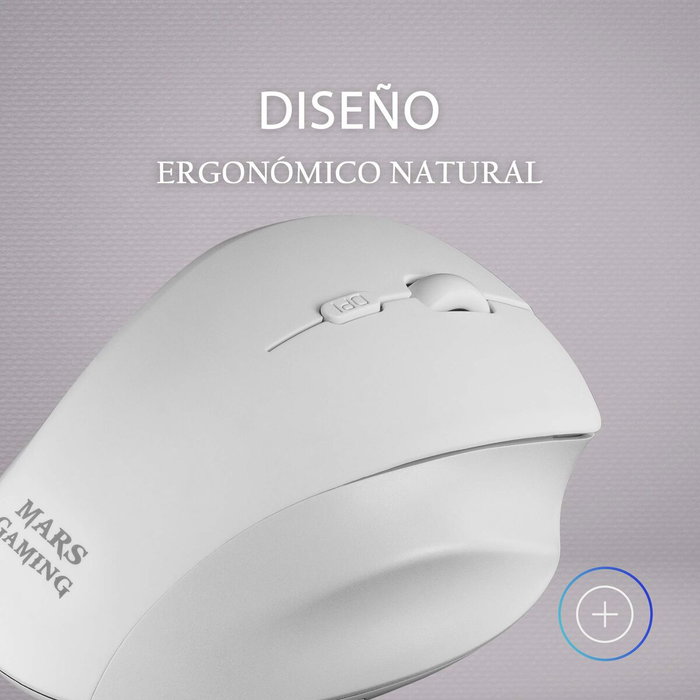 Mars Gaming MMWERGO Ratón Gaming Inalámbrico Ergonómico Blanco