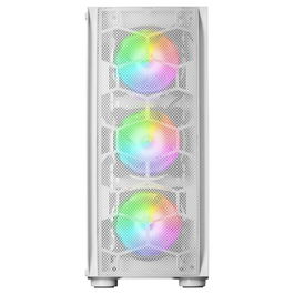 Mars Gaming MC-KX Caja Gaming Torre E-ATX Blanco, 5 Ventiladores ARGB, Sistema CPU Freezer, Ventana Cristal Templado, Controlador RF, Soporte 360mm