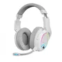 Mars Gaming Auriculares Gaming MHW-100 Inalámbricos/Alámbricos Diadema, 40h Batería, Micrófono ENC Extraíble, Luz ARGB, Voice Monitor, Blanco