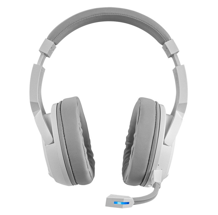 Mars Gaming Auriculares Gaming MHW-100 Inalámbricos/Alámbricos Diadema, 40h Batería, Micrófono ENC Extraíble, Luz ARGB, Voice Monitor, Blanco
