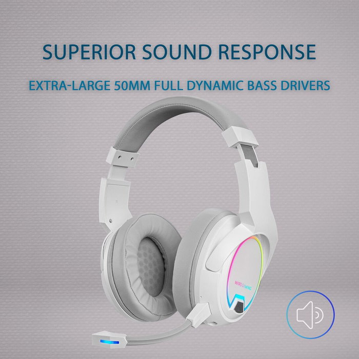 Mars Gaming MHW100 Auriculares Gaming Inalámbricos ARGB Blanco