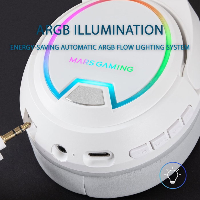 Mars Gaming MHW100 Auriculares Gaming Inalámbricos ARGB Blanco