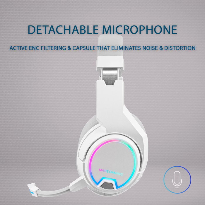 Mars Gaming MHW100 Auriculares Gaming Inalámbricos ARGB Blanco