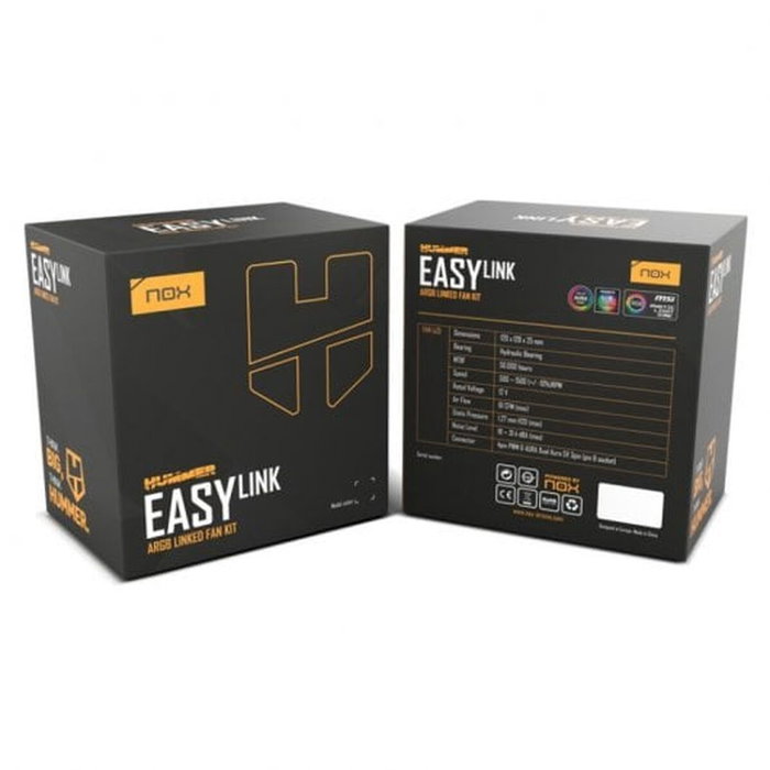 Nox Hummer Easy Link Kit de 3 Ventiladores ARGB Negros