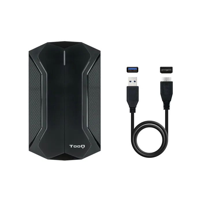 TooQ TQE-2599RGB Caja Externa Gaming para Discos HDD/SSD 2.5", USB 3.2 Gen 1, Negro, Carcasa Externa con LED, Plug and Play, Compatible hasta 2TB
