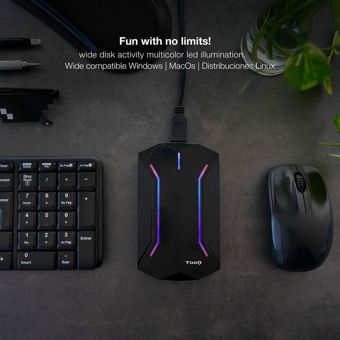 Tooq TQE-2599RGB Caja Externa Gaming para HDD/SSD de 2.5 Pulgadas - Negro
