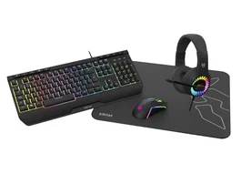 Krom Kit Gaming 4 en 1: Auriculares, Teclado, Ratón y Alfombrilla con Iluminación RGB