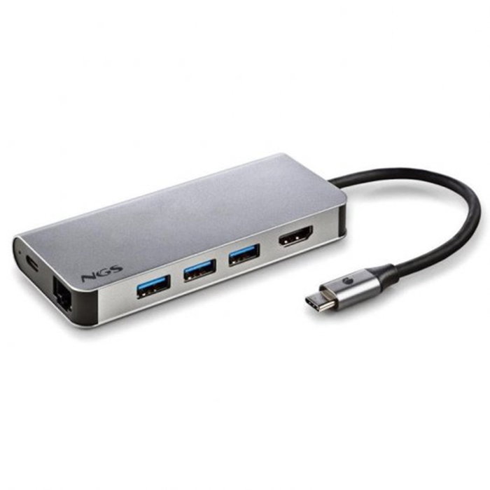 NGS WonderDock 8 Adaptador USB-C 8 en 1 Plata