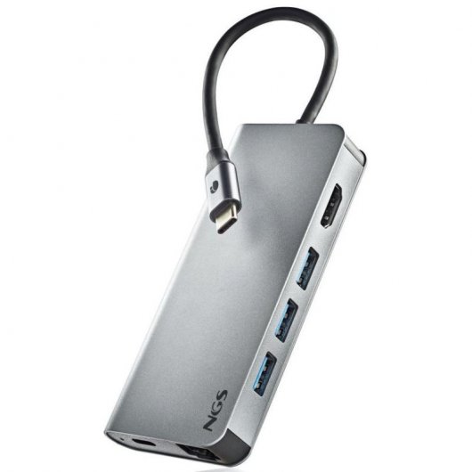NGS WonderDock 8 Adaptador USB-C 8 en 1 Plata