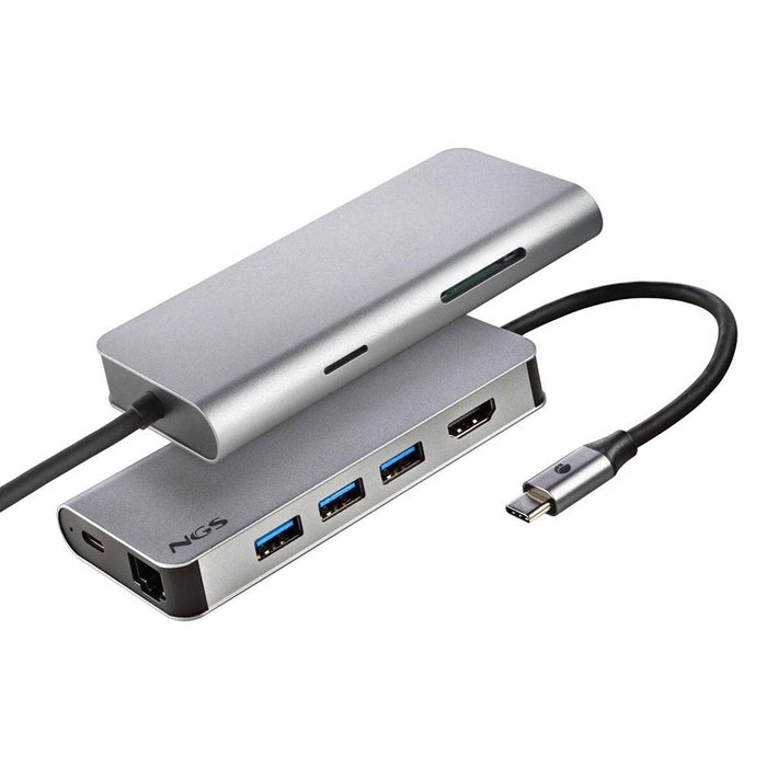 NGS WonderDock8 Adaptador USB-C 8 en 1 Plata