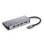 NGS Wonderdock8 Hub USB-C 8 en 1 con 3x USB 3.0, PD 60W, HDMI 4K 30Hz, Puerto LAN RJ45 Gigabit y Lector de Tarjetas SD/TF - Carcasa de Aluminio Plata