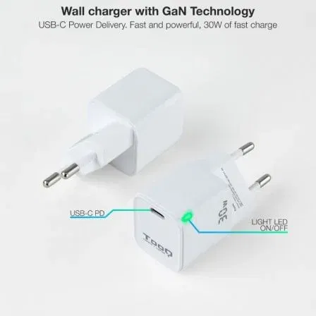 TOOQ CARGADOR DE PARED GAN USB-C/PD 30W