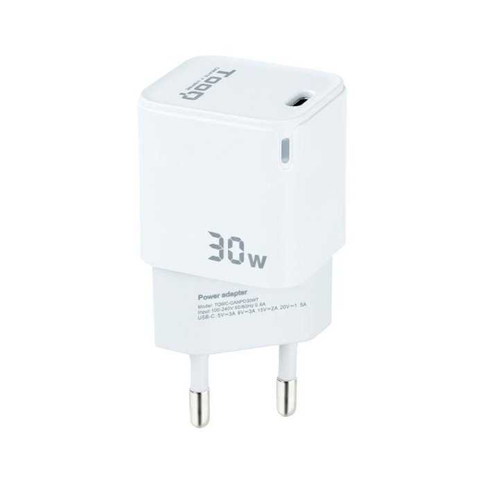 Tooq Cargador de Pared GaN USB-C/PD 30W Blanco