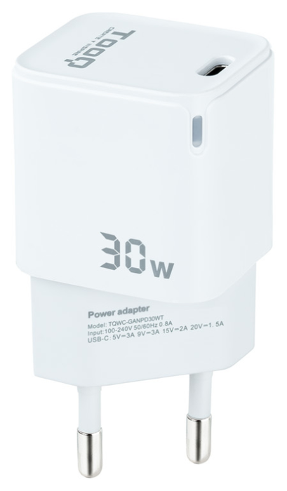 Tooq Cargador de Pared GaN USB-C/PD 30W Blanco