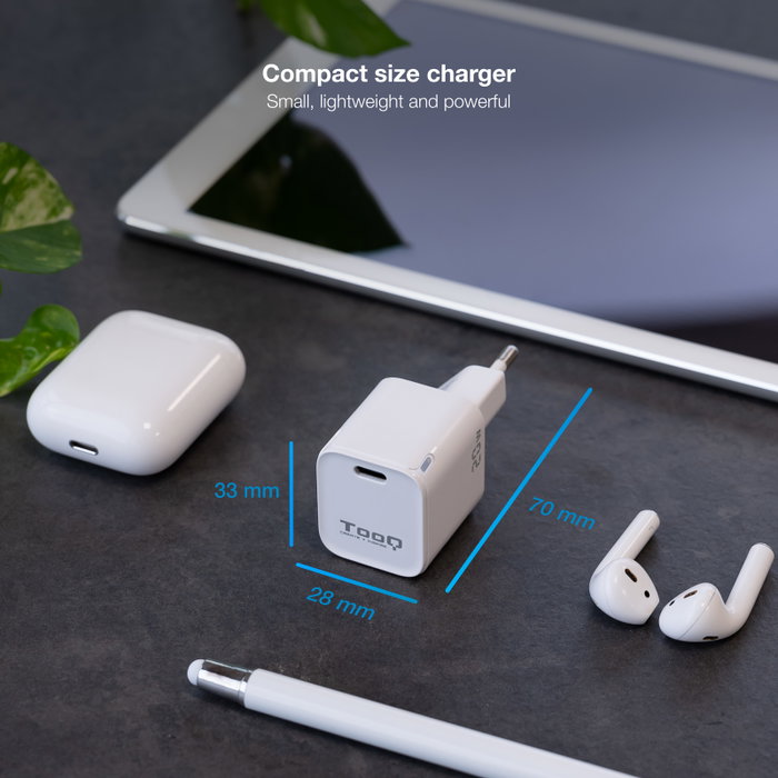 Tooq Cargador de Pared USB-C PD20W Blanco