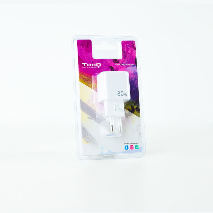 Tooq Cargador de Pared USB-C/PD + USB-A/QC 20W Blanco