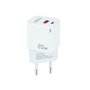 Tooq Cargador de Pared USB-C/PD + USB-A/QC 20W Blanco