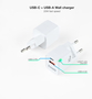 Tooq Cargador de Pared USB-C/PD + USB-A/QC 20W Blanco