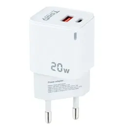 TooQ TQWC-QCPD20WT Cargador de Pared USB-C/PD + USB-A/QC 20W Blanco