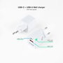 Tooq Cargador de Pared USB-C/PD + USB-A/QC 20W Blanco
