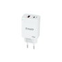 TOOQ Cargador de Pared GaN 45W con USB-C y USB-A, Blanco