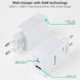 TOOQ Cargador de Pared GaN 45W con USB-C y USB-A, Blanco