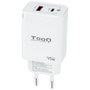 TOOQ Cargador de Pared GaN 45W con USB-C y USB-A, Blanco