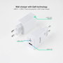 TOOQ Cargador de Pared GaN 45W con USB-C y USB-A, Blanco