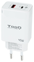 TOOQ Cargador de Pared GaN 45W con USB-C y USB-A, Blanco