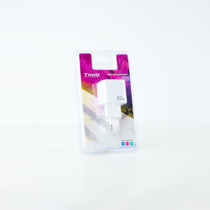 TOOQ Cargador de Pared GaN 30W USB-C y USB-A Blanco TQWC-GANQCPD30WT