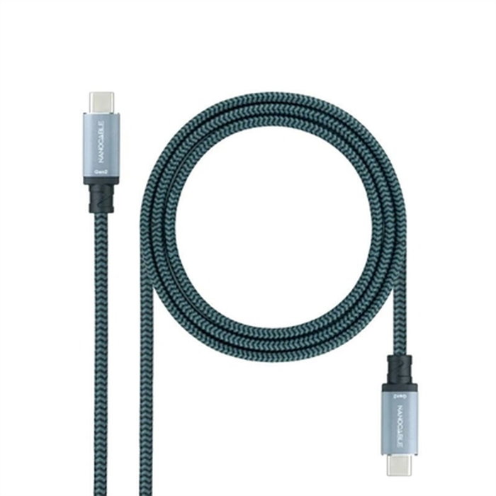 Nanocable Cable USB-C a USB-C 1m 100W 20Gbps Gris/Negro Nanocable Cable USB-C a USB-C 1m 100W 20Gbps Gris/Negro