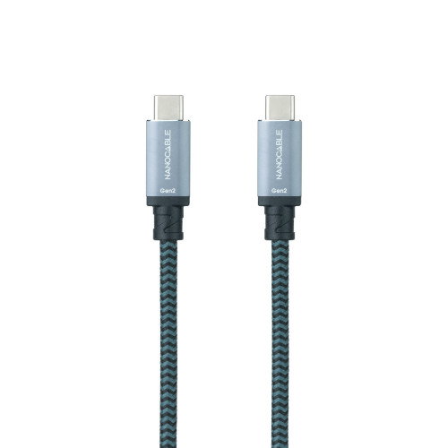 Nanocable Cable USB-C a USB-C 3.1 Gen2 10Gbps 5A 4K/60Hz Gris/Negro 0.5 m Nanocable Cable USB-C a USB-C 3.1 Gen2 10Gbps 5A 4K/60Hz Gris/Negro 0.5 m