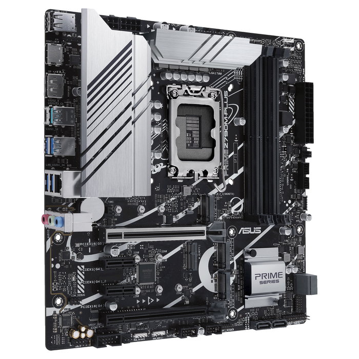 ASUS PRIME Z790M-PLUS Micro ATX - Placa Base Intel Z790, LGA 1700, DDR5 (hasta 7200 MHz), 128 GB máx., 4 x SATA III, 3 x M.2, PCIe 5.0, HDMI 2.0, DP 1.4, USB 3.2 Gen 2x2 Tipo-C