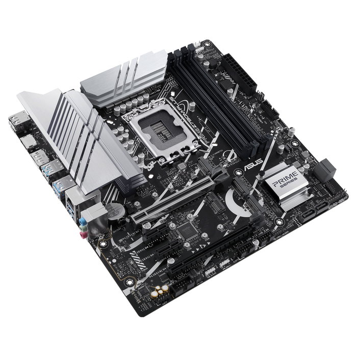 ASUS PRIME Z790M-PLUS Micro ATX - Placa Base Intel Z790, LGA 1700, DDR5 (hasta 7200 MHz), 128 GB máx., 4 x SATA III, 3 x M.2, PCIe 5.0, HDMI 2.0, DP 1.4, USB 3.2 Gen 2x2 Tipo-C