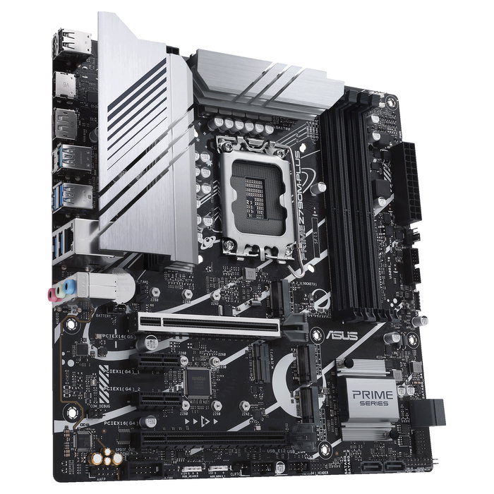 ASUS PRIME Z790M-PLUS Micro ATX - Placa Base Intel Z790, LGA 1700, DDR5 (hasta 7200 MHz), 128 GB máx., 4 x SATA III, 3 x M.2, PCIe 5.0, HDMI 2.0, DP 1.4, USB 3.2 Gen 2x2 Tipo-C