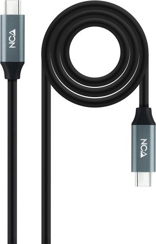 Nanocable Cable USB 3.2 Tipo-C a Tipo-C 100W 20Gbps 1m Gris y Negro Nanocable Cable USB 3.2 Tipo-C a Tipo-C 100W 20Gbps 1m Gris y Negro
