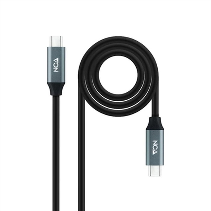 Nanocable Cable USB 3.2 Tipo-C a Tipo-C 100W 20Gbps 1m Gris y Negro Nanocable Cable USB 3.2 Tipo-C a Tipo-C 100W 20Gbps 1m Gris y Negro