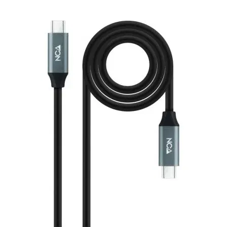 Nano Cable 10.01.4301 Cable USB 3.2 Gen2x2 Tipo-C Macho a Tipo-C Macho, 20Gbps, 100W/5A, 1m, Gris y Gris y Negro