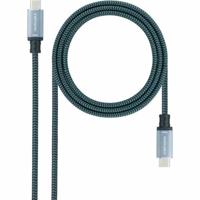 Nanocable Cable USB-C a USB-C 3.1 Gen2 10Gbps 5A, 4K/60Hz, 1.5 m, Gris/Negro Nanocable Cable USB-C a USB-C 3.1 Gen2 10Gbps 5A, 4K/60Hz, 1.5 m, Gris/Negro