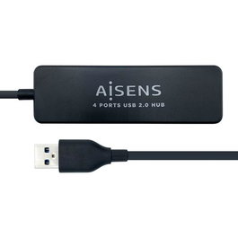 Aisens ASU2044N Hub USB 2.0 Tipo A Macho a 4x USB 2.0 Hembra Negro 30 cm