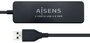Aisens Hub USB 2.0 con 4 Puertos Tipo A Hembra, Negro, 30 cm